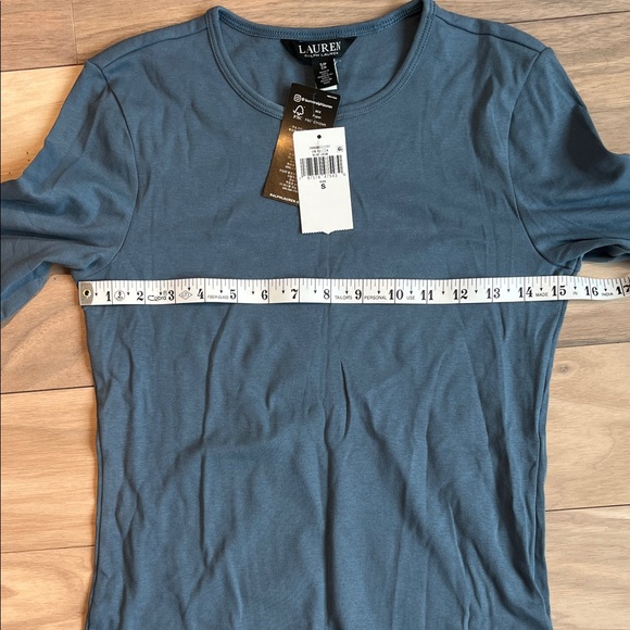 NWT Ralph Lauren Classic Long Sleeve Crew Neck Top in Dusty Blue Size S - Picture 5 of 9